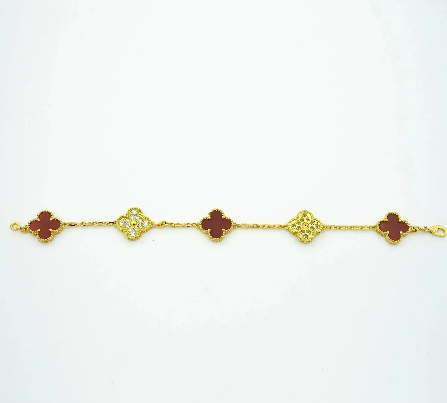 [Mystic Crown]CLOVER 5 MOTIFS CARNELIAN DIAMOND BRACELET