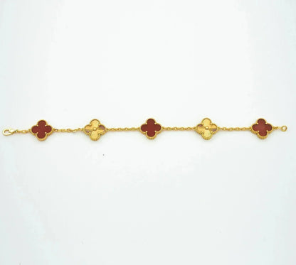 [Mystic Crown]CLOVER  5 MOTIFS CARNELIAN GOLD BRACELET