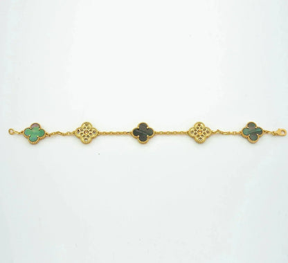 [Mystic Crown]CLOVER 5 MOTIF GRAY MOP DIAMOND BRACELET