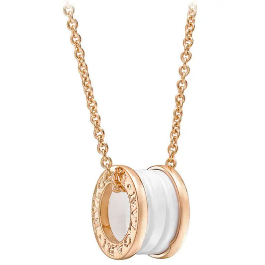 [Mystic Crown]ZERO 1 WHITE CERAMIC PINK GOLD DIAMOND NECKLACE