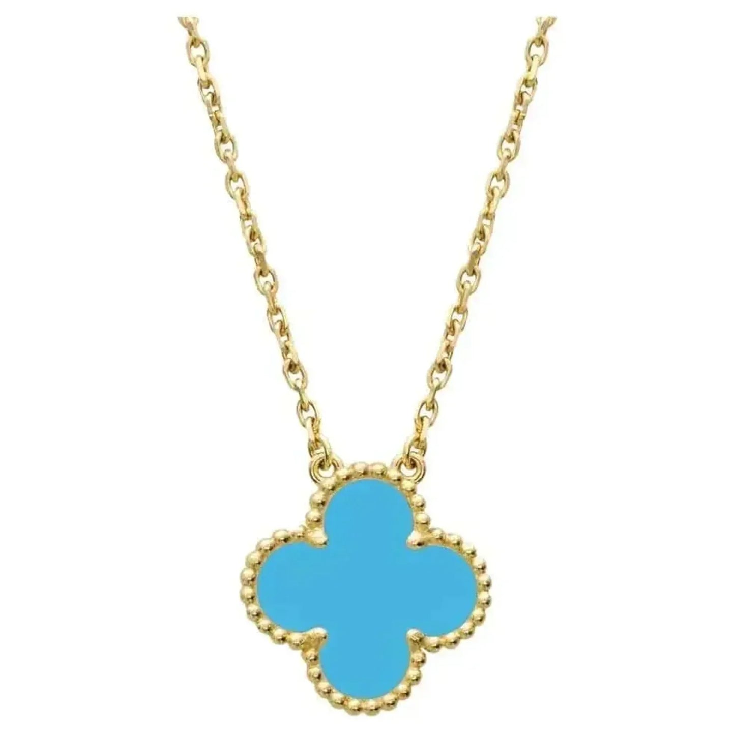 [Mystic Crown]CLOVER 15MM VINTAGE TURQUOISE NECKLACE