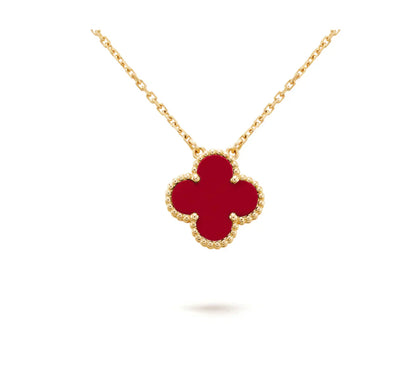 [Mystic Crown]CLOVER 15MM CARNELIAN SINGLE FLOWER NECKLACE