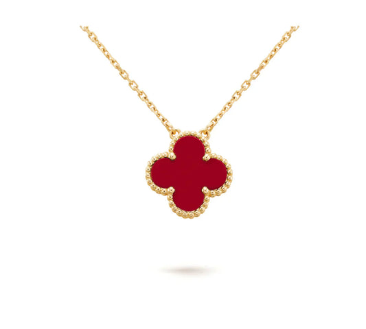 [Mystic Crown]CLOVER 15MM CARNELIAN SINGLE FLOWER NECKLACE