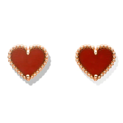 [Mystic Crown]HEART CARNELIAN STUD EARRINGS