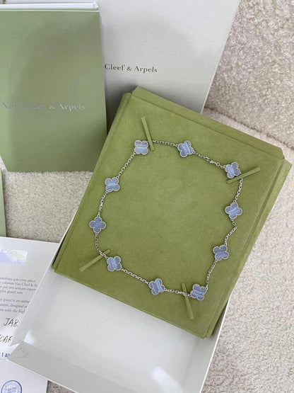 [Mystic Crown]CLOVER 10 MOTIFS BLUE CHALCEDONY NECKLACE