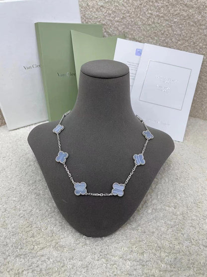 [Mystic Crown]CLOVER 10 MOTIFS BLUE CHALCEDONY NECKLACE
