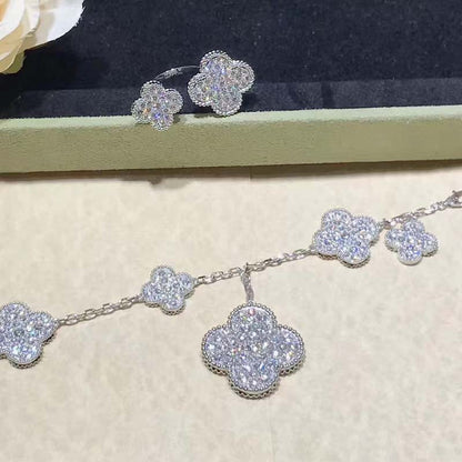 [Mystic Crown]CLOVER 6 MOTIFS SILVER DIAMOND BRACELET