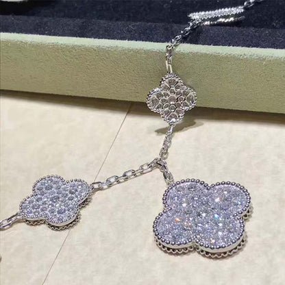 [Mystic Crown]CLOVER 6 MOTIFS SILVER DIAMOND BRACELET