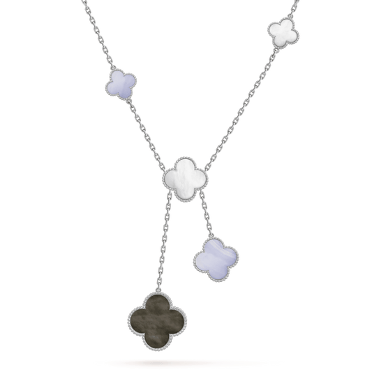 [Mystic Crown]CLOVER MOP CHALCEDONY NECKLACE SILVER 6 MOTIF