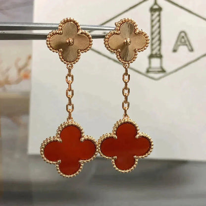 [Mystic Crown]CLOVER 2 MOTIF  LASER CARNELIAN EARRINGS