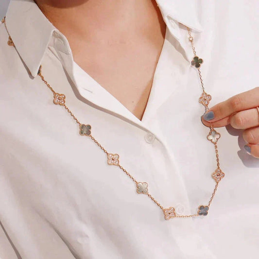 [Mystic Crown]CLOVER 20 MOTIFS DARK MOP DIAMOND  NECKLACE