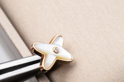 [Mystic Crown]JEUX DE WHITE MOP ROSE GOLD DIAMOND EARRINGS