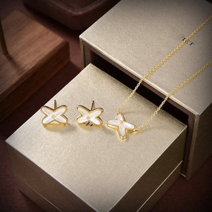 [Mystic Crown]JEUX DE WHITE MOP GOLD DIAMOND EARRINGS