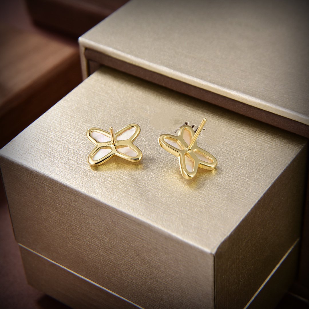 [Mystic Crown]JEUX DE WHITE MOP GOLD DIAMOND EARRINGS