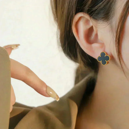 [Mystic Crown]CLOVER MEDIUM 1 MOTIFS  ONYX STUD EARRINGS