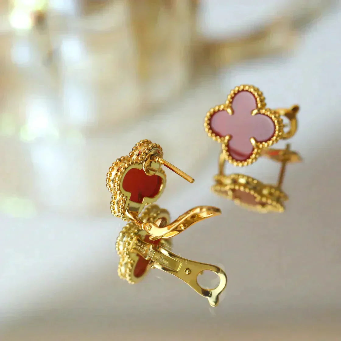 [Mystic Crown]CLOVER MEDIUM 1 MOTIFS CARNELIAN  EARRINGS