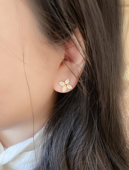 [Mystic Crown]STAR BLOSSOM STUD EARRINGS PINK GOLD DIAMONDS
