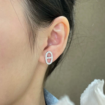 [Mystic Crown]HM FULL DIAMOND PIG NOSE STUD EARRINGS