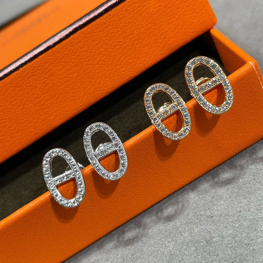 [Mystic Crown]HM FULL DIAMOND PIG NOSE STUD EARRINGS