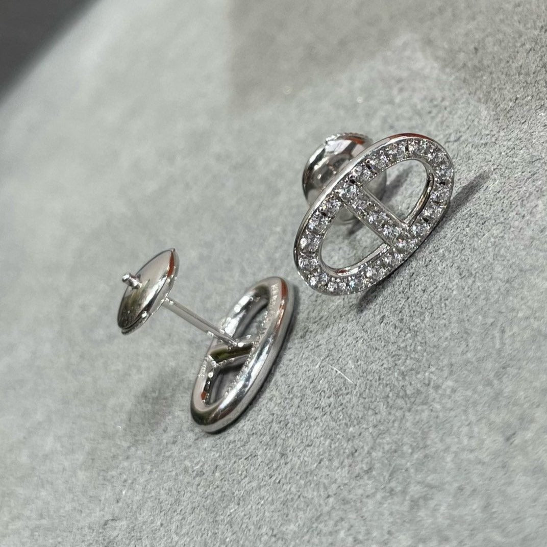 [Mystic Crown]HM FULL DIAMOND PIG NOSE STUD EARRINGS