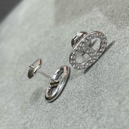 [Mystic Crown]HM FULL DIAMOND PIG NOSE STUD EARRINGS