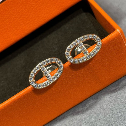 [Mystic Crown]HM FULL DIAMOND PIG NOSE STUD EARRINGS