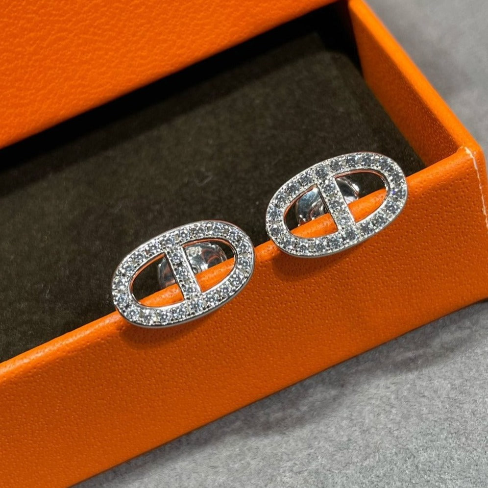 [Mystic Crown]HM FULL DIAMOND PIG NOSE STUD EARRINGS