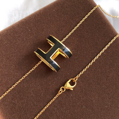 [Mystic Crown]HM CLIC BLACK ENAMEL GOLD NECKLACE