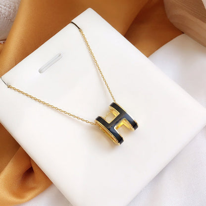 [Mystic Crown]HM CLIC BLACK ENAMEL GOLD NECKLACE