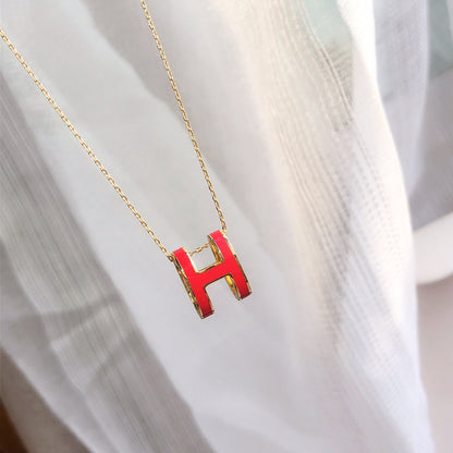 [Mystic Crown]HM CLIC RED ENAMEL GOLD NECKLACE
