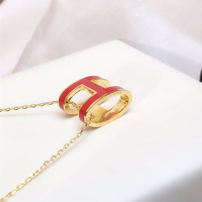 [Mystic Crown]HM CLIC RED ENAMEL GOLD NECKLACE