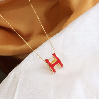 [Mystic Crown]HM CLIC RED ENAMEL GOLD NECKLACE
