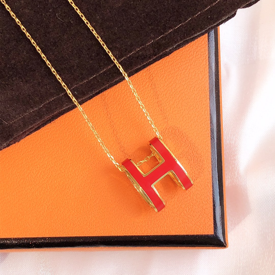 [Mystic Crown]HM CLIC RED ENAMEL GOLD NECKLACE