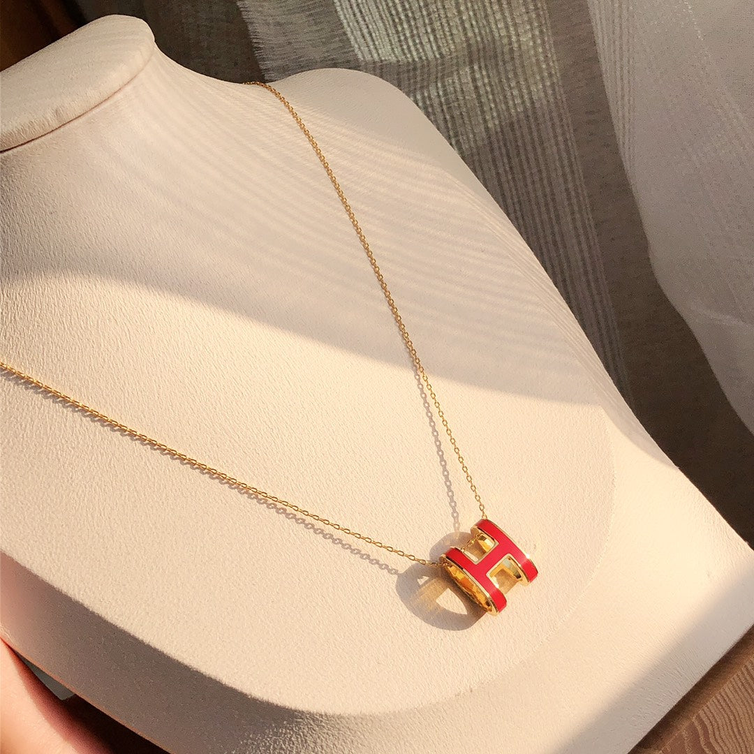 [Mystic Crown]HM CLIC RED ENAMEL GOLD NECKLACE