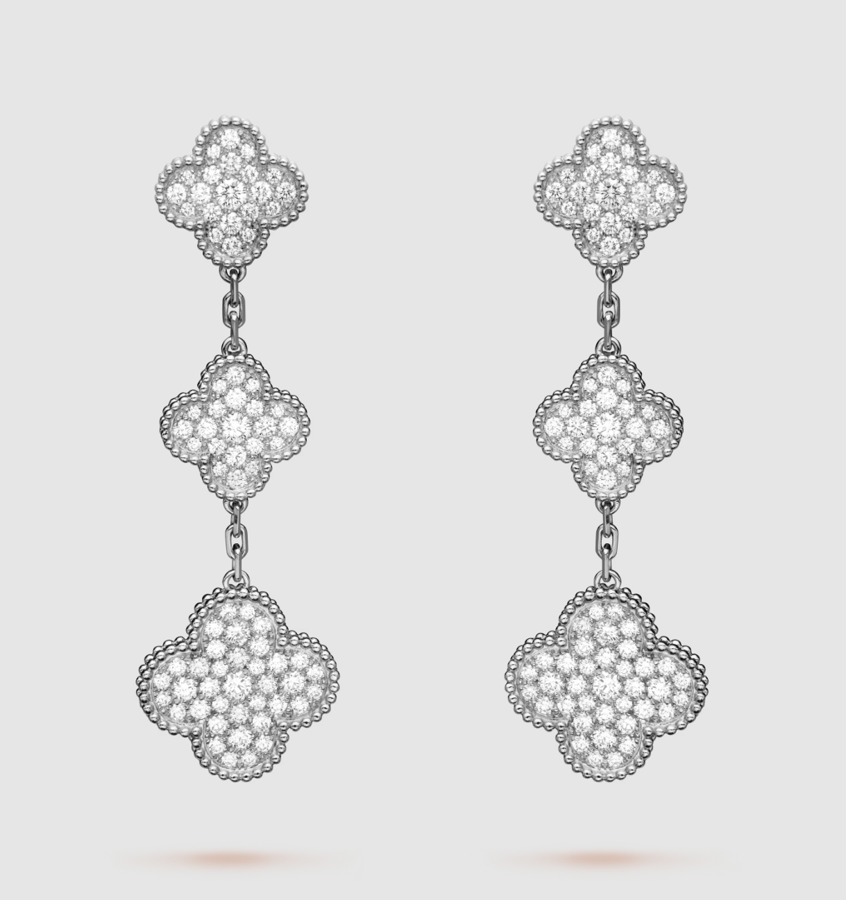 [Mystic Crown]CLOVER 3 MOTIF DIAMOND SILVER DROP EARRINGS