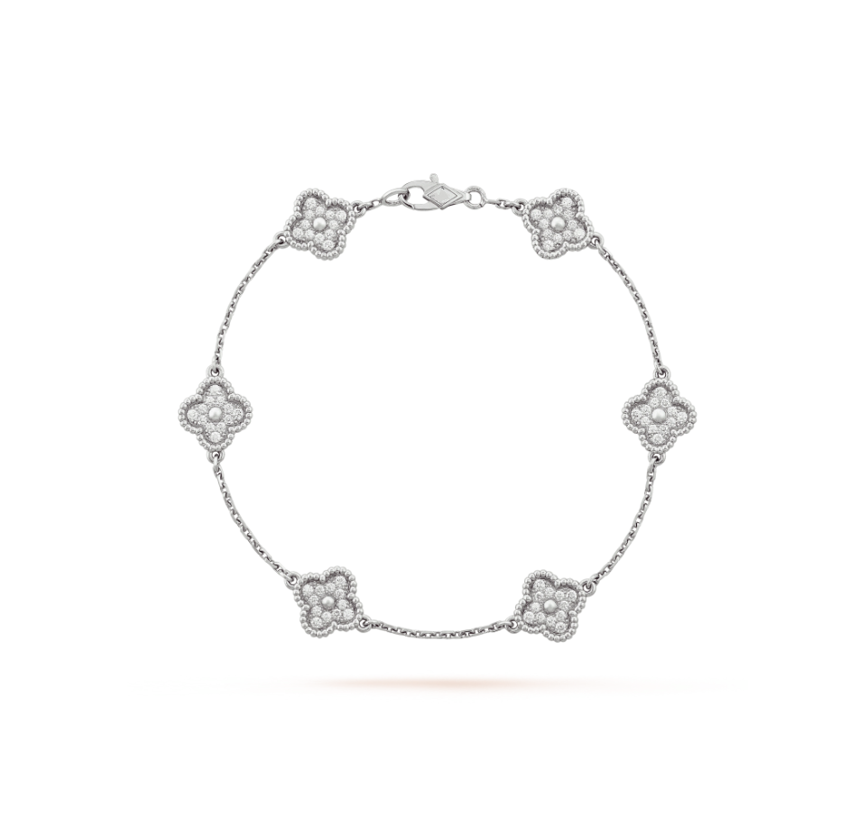 [Mystic Crown]CLOVER 6 MOTIF SILVER DIAMOND BRACELET