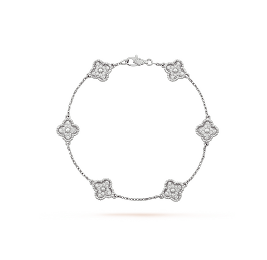 [Mystic Crown]CLOVER 6 MOTIF SILVER DIAMOND BRACELET
