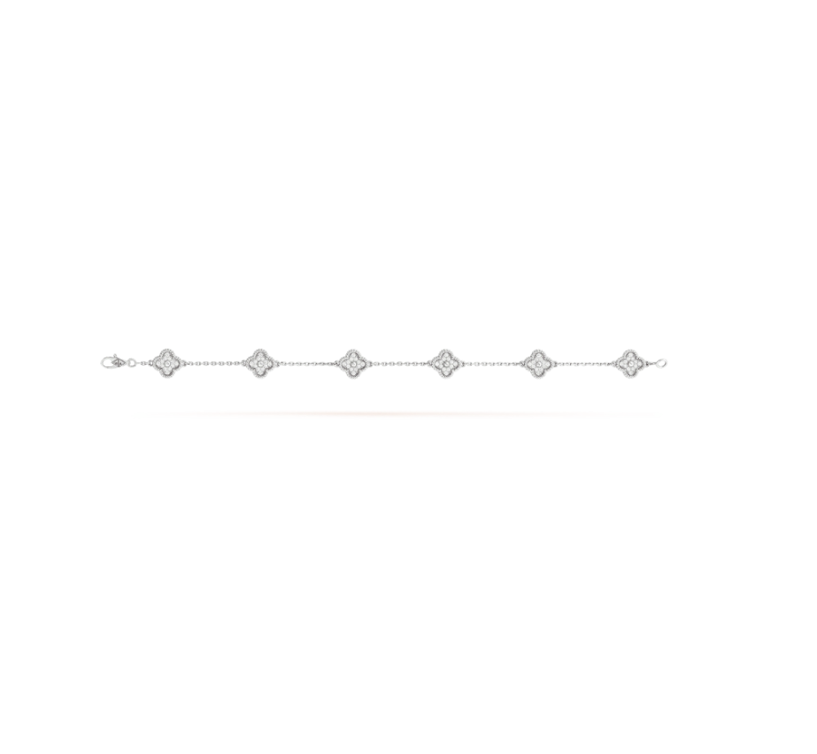[Mystic Crown]CLOVER 6 MOTIF SILVER DIAMOND BRACELET