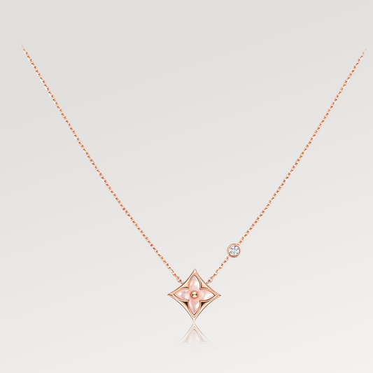 [Mystic Crown]STAR PINK MOP 1 DIAMOND PINK GOLD NECKLACE