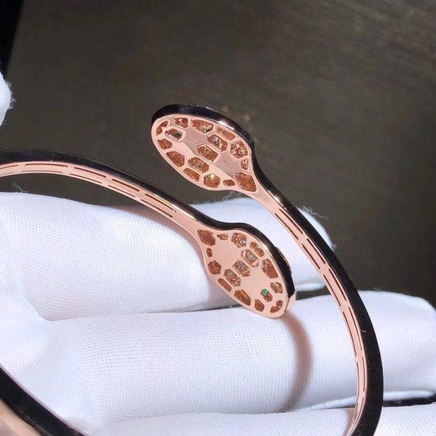 [Mystic Crown]SERPENTI BRACELET PINK GOLD MALACHITE DIAMOND DOUBLE SNAKE