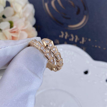 [Mystic Crown]SERPENTI RING PINK GOLD DIAMOND PAVED 4MM