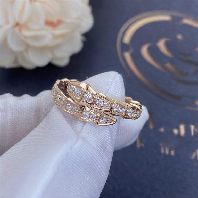 [Mystic Crown]SERPENTI RING PINK GOLD DIAMOND PAVED 4MM