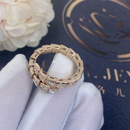 [Mystic Crown]SERPENTI RING PINK GOLD DIAMOND PAVED 4MM