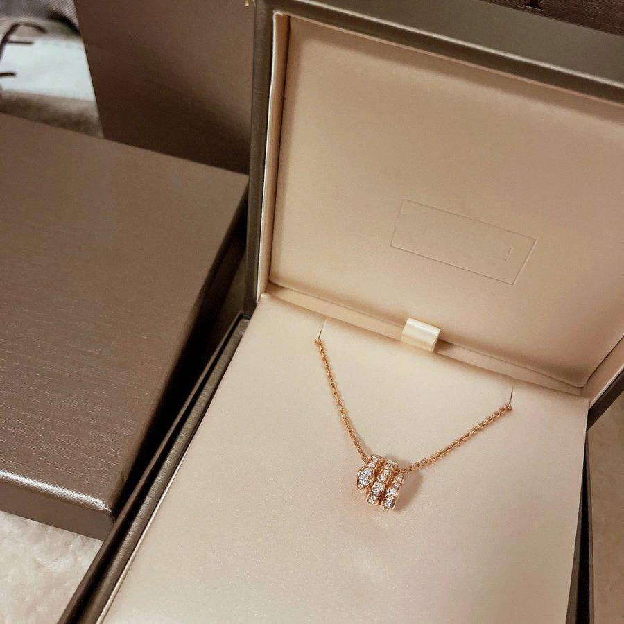 [Mystic Crown]SERPENTI PINK GOLD NECKLACE DOUBLE RING DIAMOND