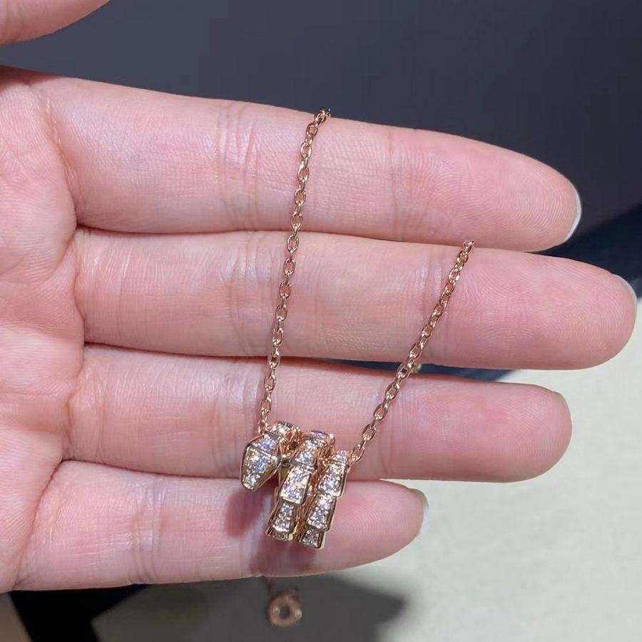 [Mystic Crown]SERPENTI PINK GOLD NECKLACE DOUBLE RING DIAMOND