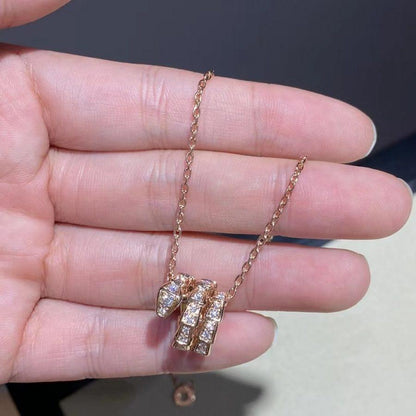 [Mystic Crown]SERPENTI PINK GOLD NECKLACE DOUBLE RING DIAMOND