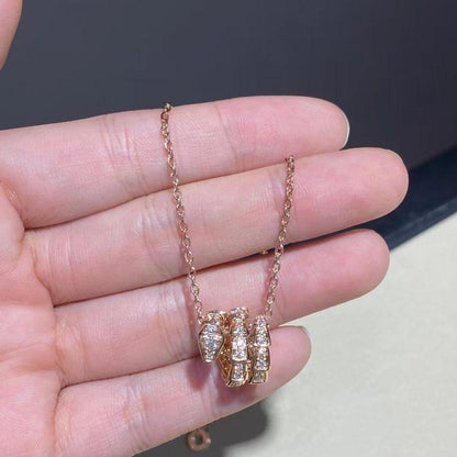 [Mystic Crown]SERPENTI PINK GOLD NECKLACE DOUBLE RING DIAMOND