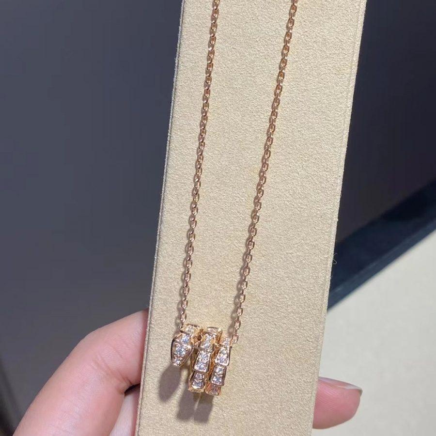 [Mystic Crown]SERPENTI PINK GOLD NECKLACE DOUBLE RING DIAMOND