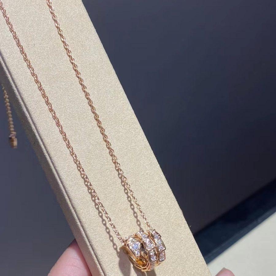 [Mystic Crown]SERPENTI PINK GOLD NECKLACE DOUBLE RING DIAMOND