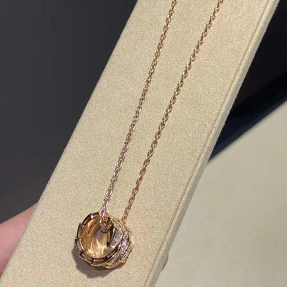 [Mystic Crown]SERPENTI PINK GOLD NECKLACE DOUBLE RING DIAMOND
